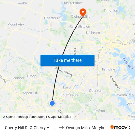 Cherry Hill Dr & Cherry Hill Ct to Owings Mills, Maryland map