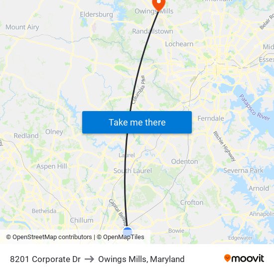 8201 Corporate Dr to Owings Mills, Maryland map