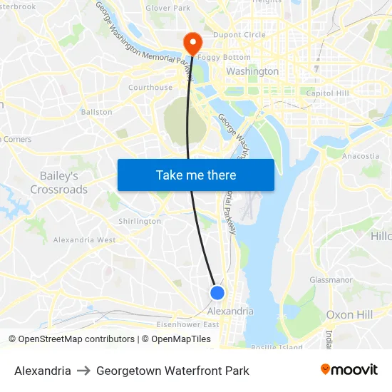 Alexandria to Georgetown Waterfront Park map