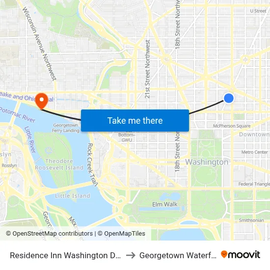 Residence Inn Washington DC Downtown to Georgetown Waterfront Park map