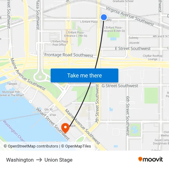 Washington to Union Stage map