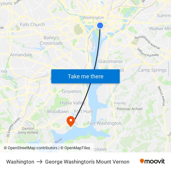 Washington to George Washington's Mount Vernon map