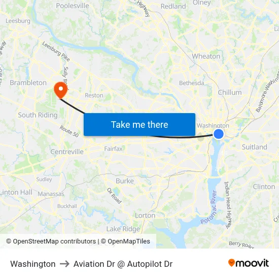 Washington to Aviation Dr @ Autopilot Dr map