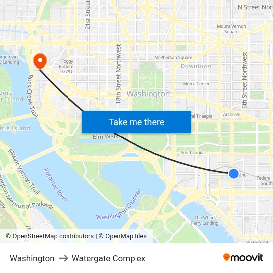 Washington to Watergate Complex map