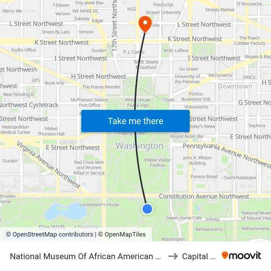 National Museum Of African American History And Culture to Capital Hilton map
