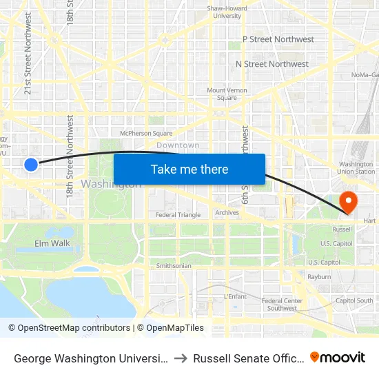 George Washington University Naval Rotc to Russell Senate Office Building map