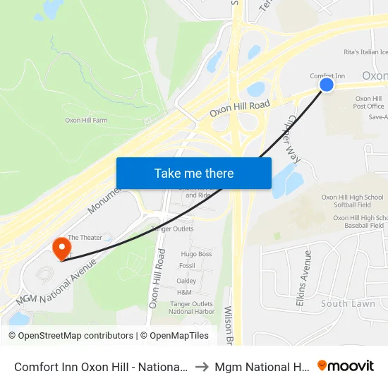Comfort Inn Oxon Hill - National Harbor to Mgm National Harbor map