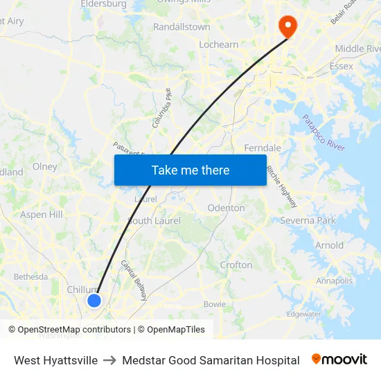 West Hyattsville to Medstar Good Samaritan Hospital map