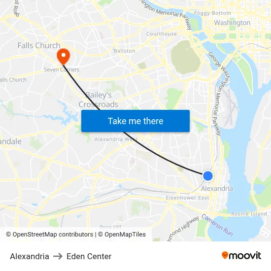 Alexandria to Eden Center map