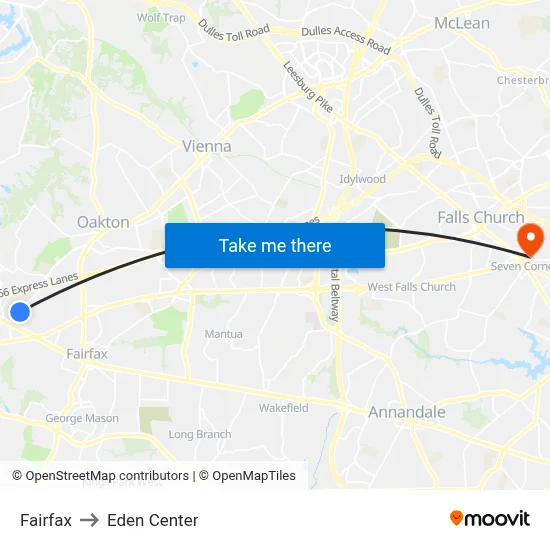 Fairfax to Eden Center map