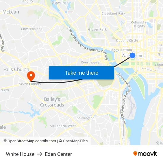 White House to Eden Center map