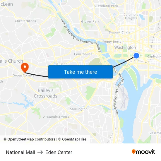 National Mall to Eden Center map