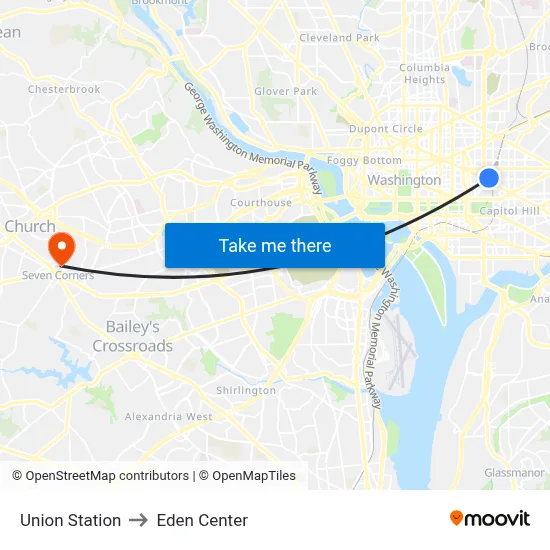 Union Station to Eden Center map
