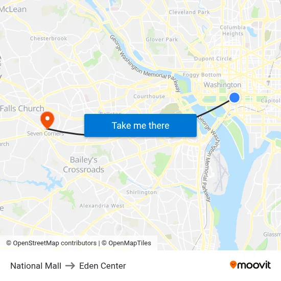 National Mall to Eden Center map