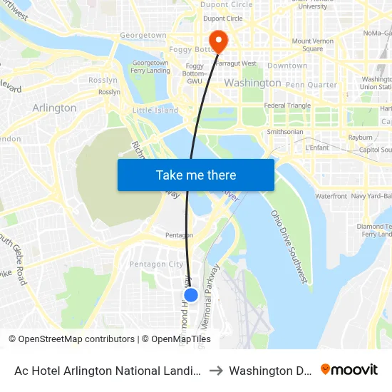 Ac Hotel Arlington National Landing to Washington Deli map