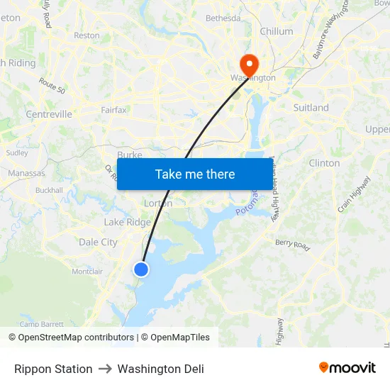 Rippon Station to Washington Deli map