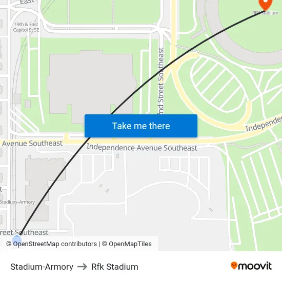 Stadium-Armory to Rfk Stadium map