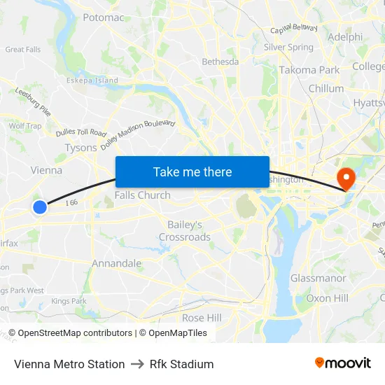Vienna Metro Station to Rfk Stadium map