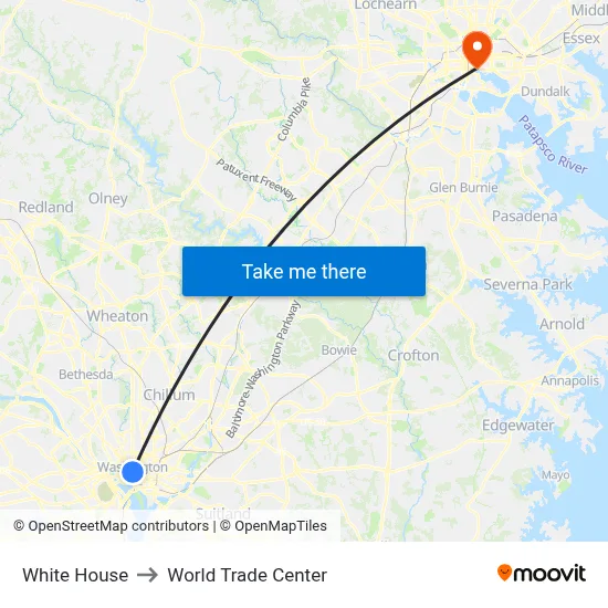 White House to World Trade Center map