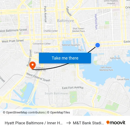 Hyatt Place Baltimore / Inner Harbor to M&T Bank Stadium map