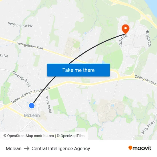 Mclean to Central Intelligence Agency map