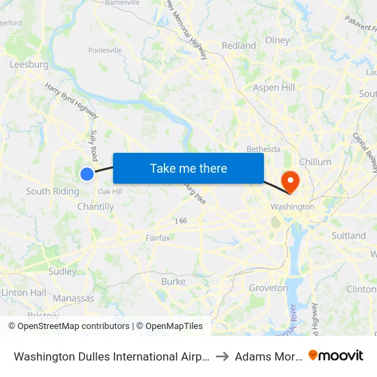 Washington Dulles International Airport (Iad) to Adams Morgan map