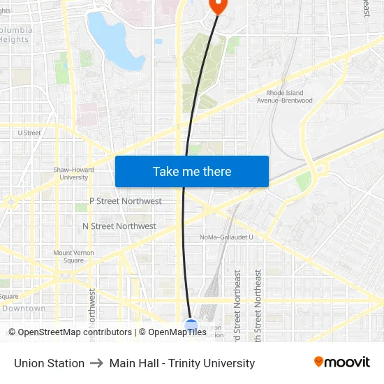 Union Station to Main Hall - Trinity University map