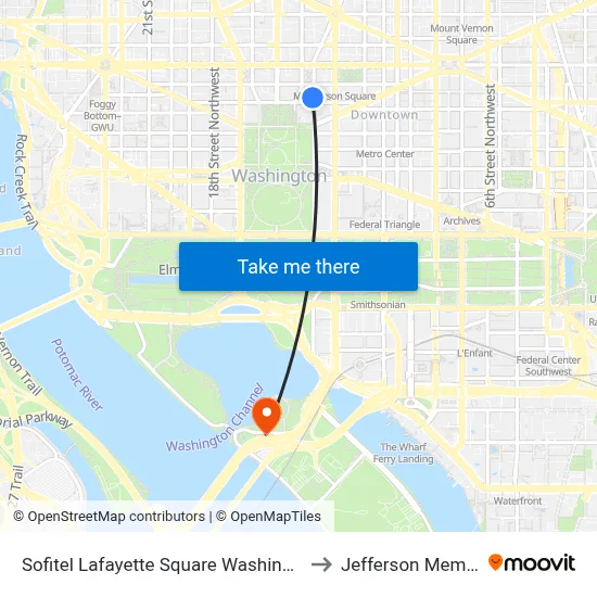 Sofitel Lafayette Square Washington DC to Jefferson Memorial map
