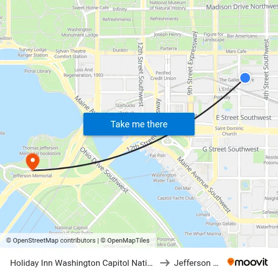 Holiday Inn Washington Capitol National Mall an IHG Hotel to Jefferson Memorial map