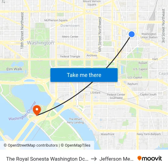 The Royal Sonesta Washington Dc Capitol Hill to Jefferson Memorial map