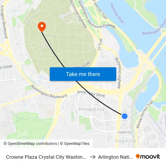 Crowne Plaza Crystal City Washington D C an IHG Hotel Arlington to Arlington National Cemetery map