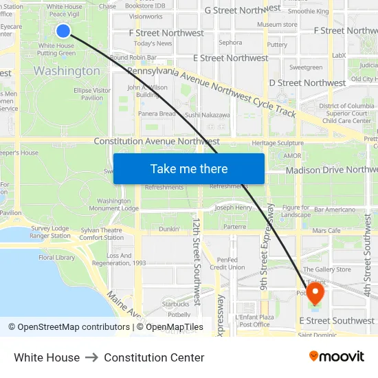 White House to Constitution Center map