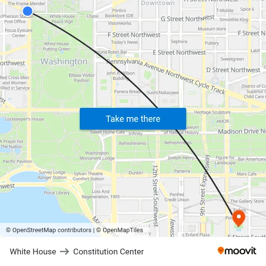 White House to Constitution Center map