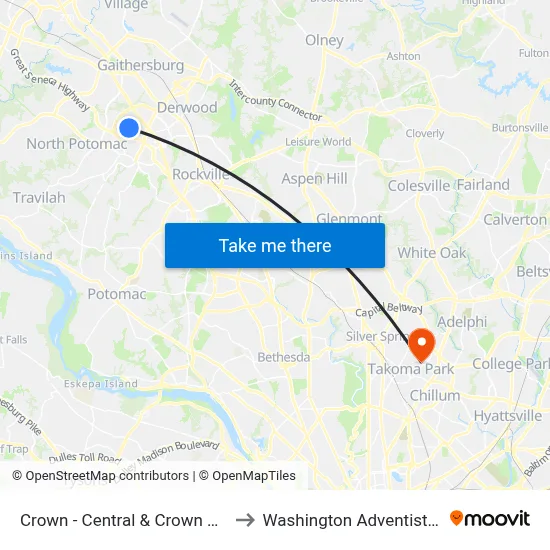 Crown - Central & Crown Park Avenue to Washington Adventist University map