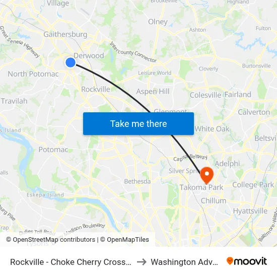 Rockville - Choke Cherry Crossing & Choke Cherry Road to Washington Adventist University map