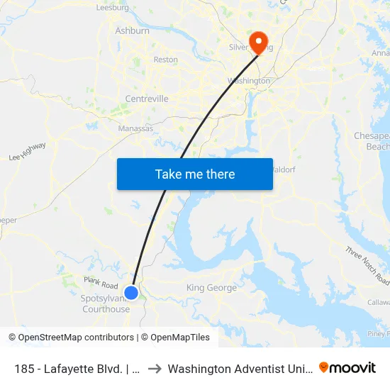 185 - Lafayette Blvd. | Hill St. to Washington Adventist University map