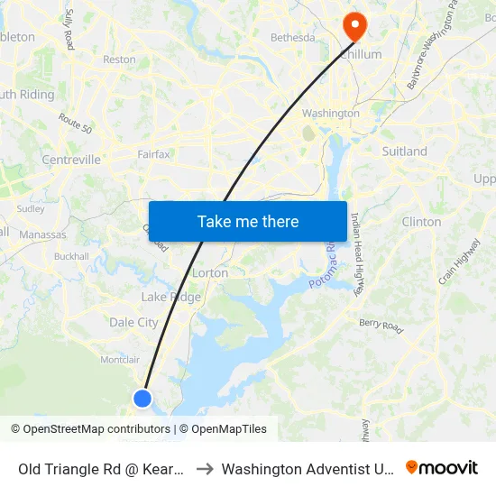 Old Triangle Rd @ Kearsarge Dr to Washington Adventist University map