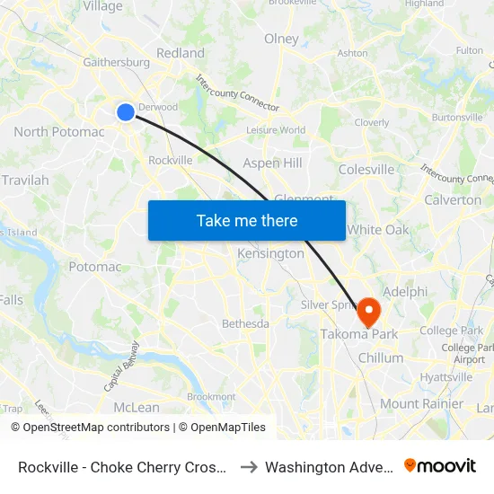 Rockville - Choke Cherry Crossing & Choke Cherry Rd to Washington Adventist University map