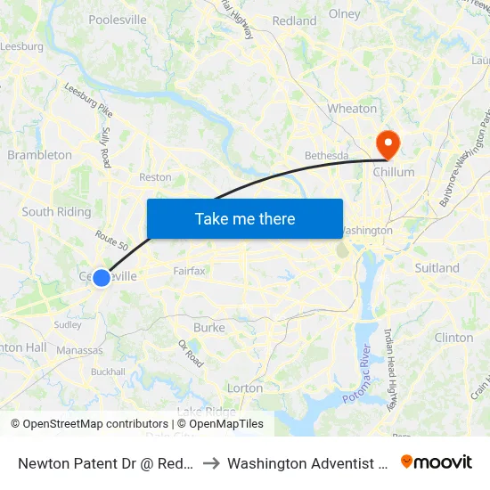 Newton Patent Dr @ Red House Dr to Washington Adventist University map