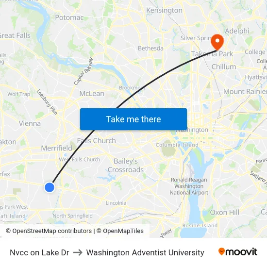 Nvcc on Lake Dr to Washington Adventist University map