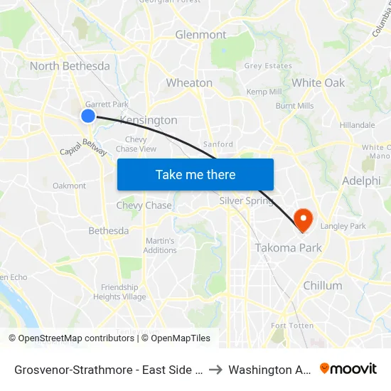 Grosvenor-Strathmore - East Side Of Rockville Pike Near Tuckerman Ln. to Washington Adventist University map