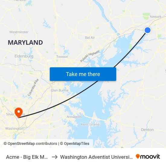 Acme - Big Elk Mall to Washington Adventist University map