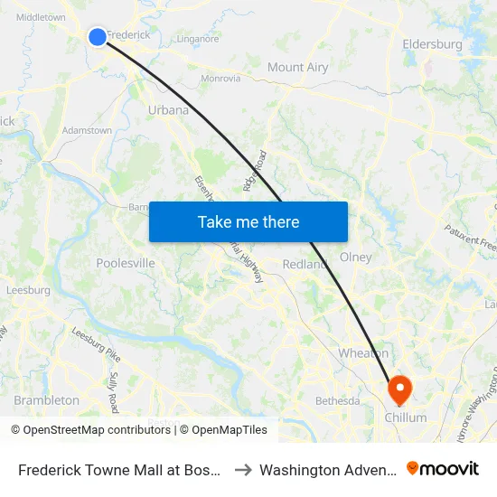 Frederick Towne Mall at Boscov's West Entrance to Washington Adventist University map