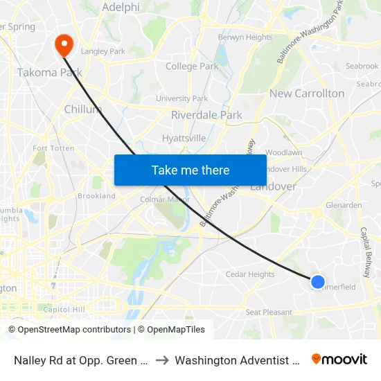 Nalley Rd at Opp. Green Willow Ct to Washington Adventist University map