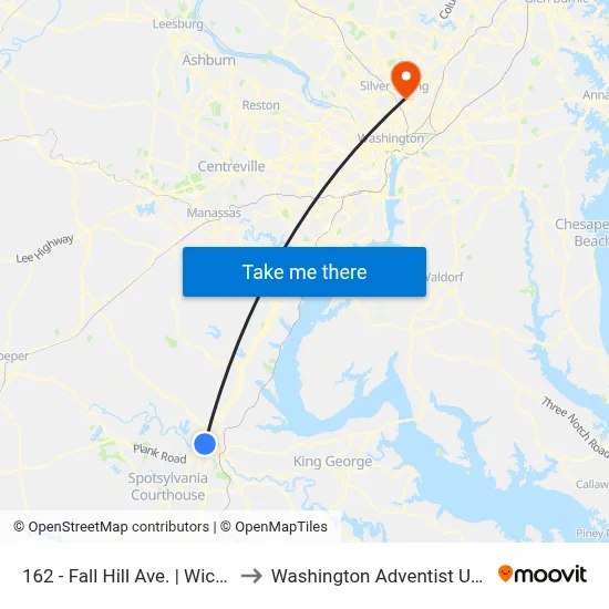 162 - Fall Hill Ave. | Wicklow Dr. to Washington Adventist University map