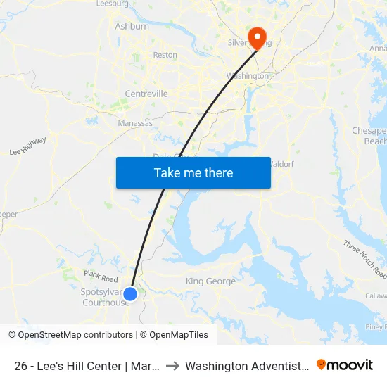 26 - Lee's Hill Center | Market St. (Rgi) to Washington Adventist University map