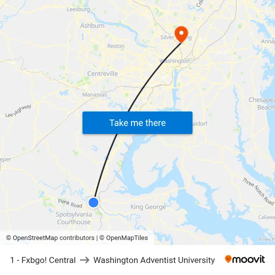 1 - Fxbgo! Central to Washington Adventist University map