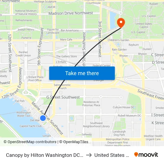 Canopy by Hilton Washington DC The Wharf to United States Capitol map