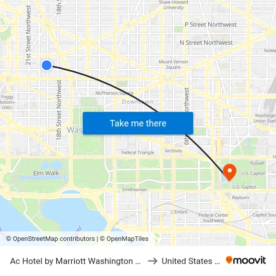 Ac Hotel by Marriott Washington Dc Downtown to United States Capitol map