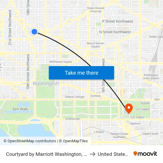 Courtyard by Marriott Washington, Dc Dupont Circle to United States Capitol map